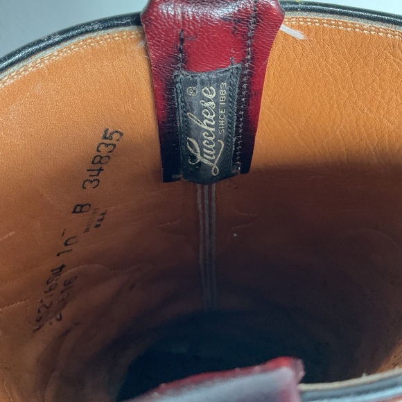 Vintage Lucchese Black Cherry Ostrich Quill Cowboy Boots 10 B Inlay New Soles - Picture 5 of 16